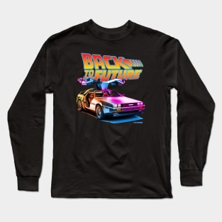 Delorean Back To the Future Synthwave Colors Long Sleeve T-Shirt